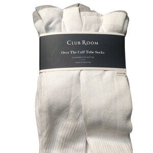 Club Room Over The Calf Tube Socks Bundle of 24 Pairs White Cotton Sz 10-13